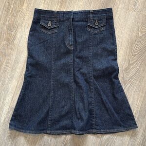 Theory Dark Blue Denim A-Line Skirt